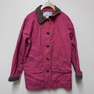 LL Bean Jacket Women Medium Vintage Chore Coat Ranchwear Barn Corduroy Collar M